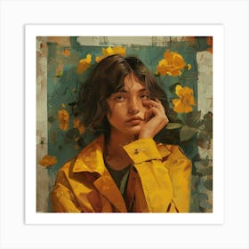 Girl In Yellow Jacket Art Print