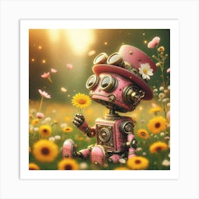 Robot In The Meadow Art Print