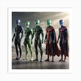 Alien Avengers 4/4 (space visitor super hero creature invasion movie figure comic sci-fi) Art Print