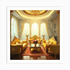 Golden Living Room 1 Art Print