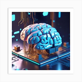 Brain On Circuit Board 23 Art Print