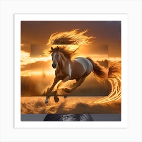 Horse In Flames Art Print