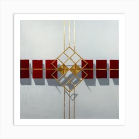 Red And Gold Squares Art Print