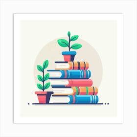 Books Design Collection Cartoon Reading Book Book Collection (8) Art Print