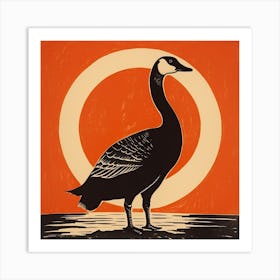 Retro Bird Lithograph Canada Goose 3 Art Print