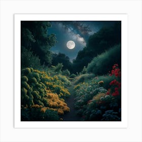 Moonlight In The Garden Art Print