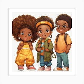 Group Of Four African American Kids (2) Art Print