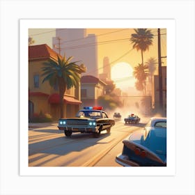 Police Cars On The Street 3 Art Print