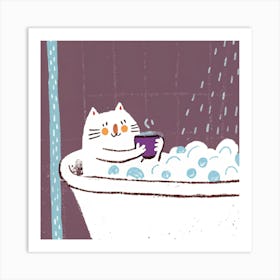 Cat Taking A Bath Art Print