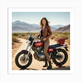 Woman On A Motorcycle 8 Art Print