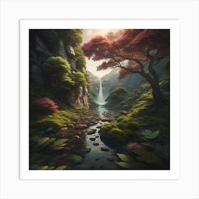 Waterfall In The Forest Art Print