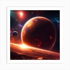 Space Landscape With Planets Art Print