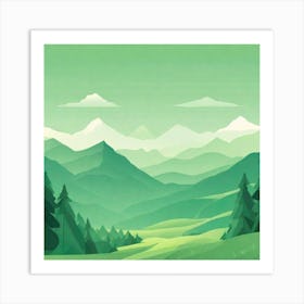 Misty mountains background in green tone 157 Art Print