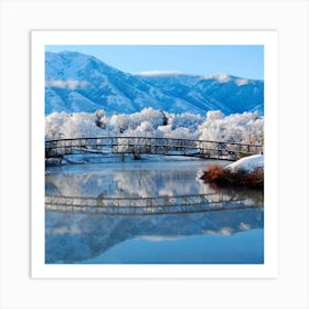 Bridge Over A Frozen Lake Art Print