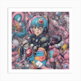 Cyberpunk Anime Girl III Art Print