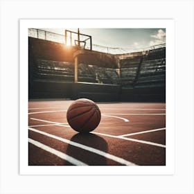 Basketball Court At Sunset Art Print