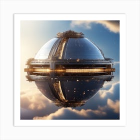 Imagine Earth Into Metallic Ball Space Station Floating In Space Universe Kardashev Scale Art Print