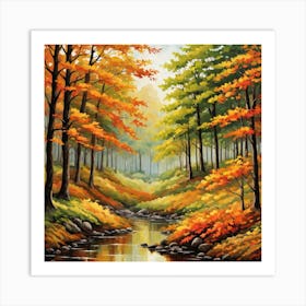 Forest In Autumn In Minimalist Style Square Composition 153 Art Print