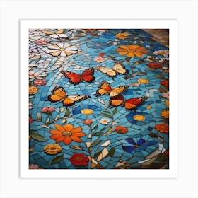 mosaic_floor_with_flowers 3 Art Print