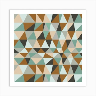 Irregular Triangles Ochre Square Art Print