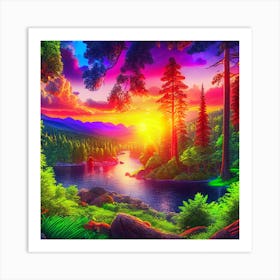 Sunset In The Forest 15 Art Print