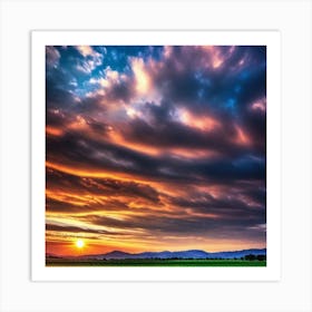 Sunset Over A Field 18 Art Print