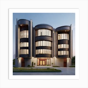 Modern House At Dusk company building wallart printable Instagram post Art Print