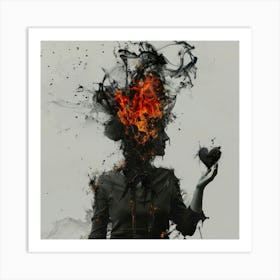 Woman In Flames 1 Art Print