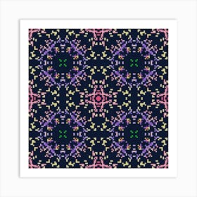 Abstract geometric pattern in low poly pixel art style Art Print