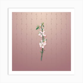 Vintage Peach Flower Botanical on Dusty Pink Pattern n.0069 Art Print