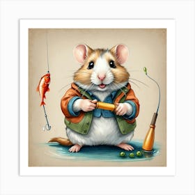 Hamster Fishing 3 Art Print