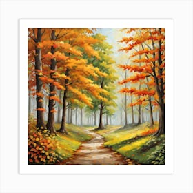 Forest In Autumn In Minimalist Style Square Composition 130 Art Print