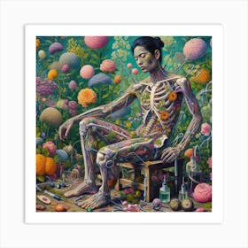 The Skeleton: Blooming Through Broken Bones Art Print
