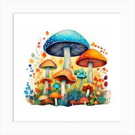 Mushrooms And Flowers 30 Art Print