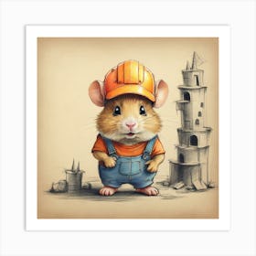 Little Mouse In Overalls Art Print