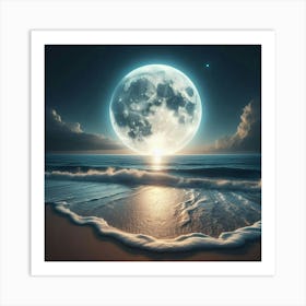 Full Moon Over The Ocean 13 Art Print