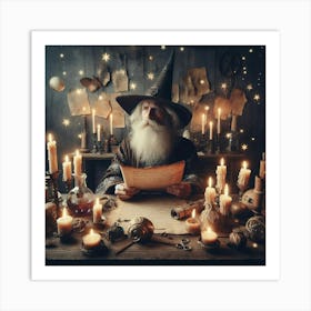 Wizard Reading A Book Art Print