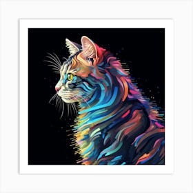 Colorful Cat Portrait Art Print