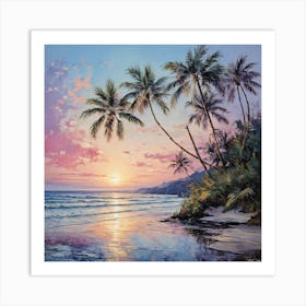 Sunset At The Beach Art Print