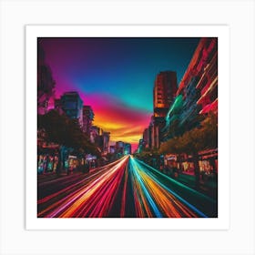 Colorful City At Night Art Print