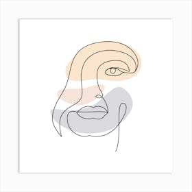 Woman'S Face Continuous line drawing of a woman, Scandinavian wall art, fine art print. 2 Art Print