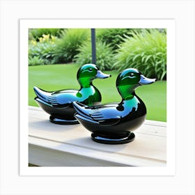 Adorno Ventana Patos Verdes Art Print