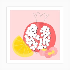 Pomegranate Fruit Salad Square Art Print