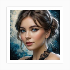 Portrait Of A Woman With Blue Eyes Art Print