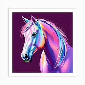 Horse Head in Purple and Blue Gloss Art Print