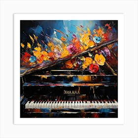 An Ultra High Definition Bohemian Oil Painting Featuring An Abstract Piano Close Up Filled With Vib 766092365 (2) Art Print