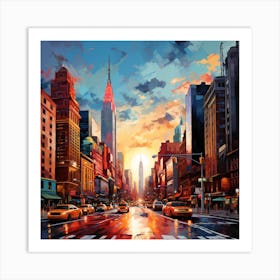 Sunset In New York City 1 Art Print