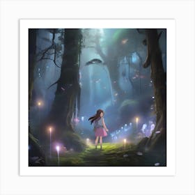 Girl In The Forest Art Print