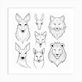 Lion, Deer, Fox, Wolf, Eagle, Lion Art Print