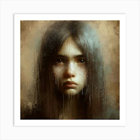Girl With Tears On Her Face Art Print